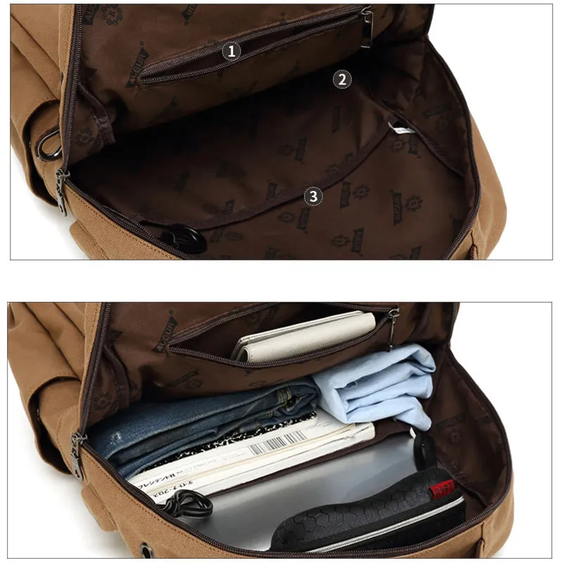 Large Canvas Backpack With Usb Charging
